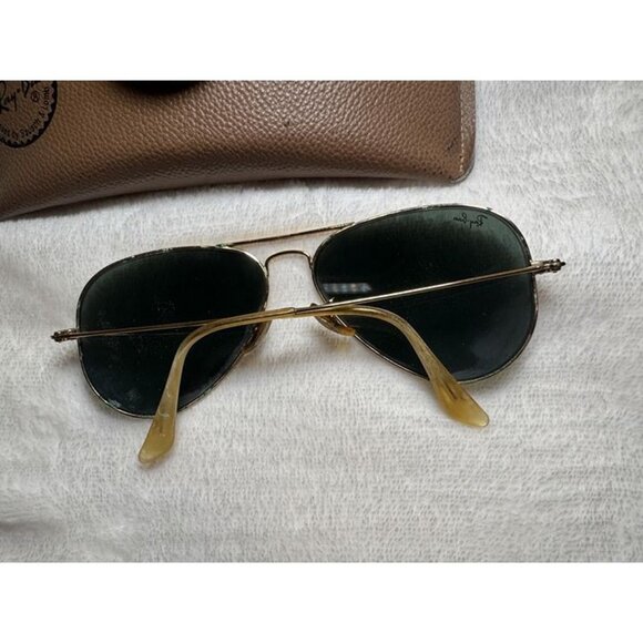 Vintage Ray-Ban B&L USA Gold Aviator Sunglasses G-15 Green Lens w/ Case - Picture 4 of 6